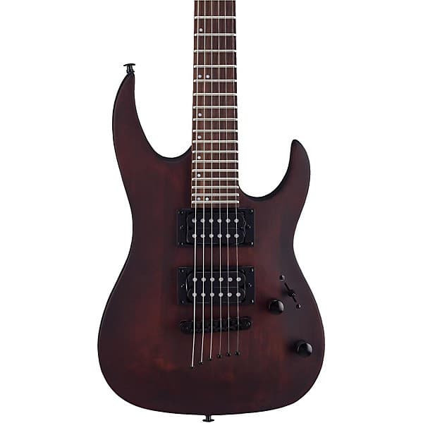 Mitchell MM100 Mini Double-Cutaway Short-Scale Electric Guitar - Walnut Stain