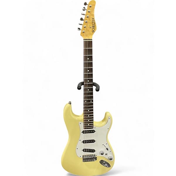 Used Schecter Guitar Research CUSTOM SHOP STRAT YELLOW Solid Body Electric Guitar
